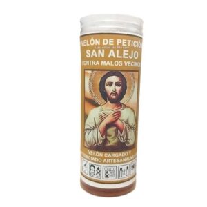Velón de oración con aceite San Alejo contra malos vecinos